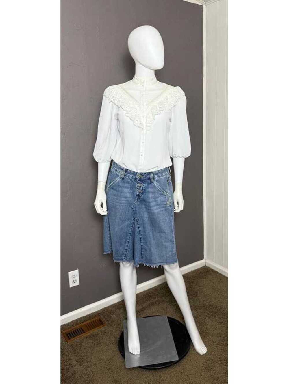1980's Sheer White Prairie Blouse from Byer California size Large